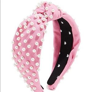 Lele Sadoughi Candy Pink Pearl Woven Headband